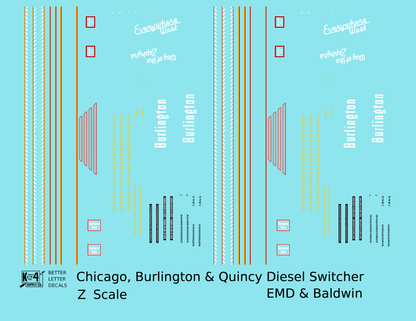 Burlington CB&Q EMD Or Baldwin Diesel Switcher Red Yellow and Gray