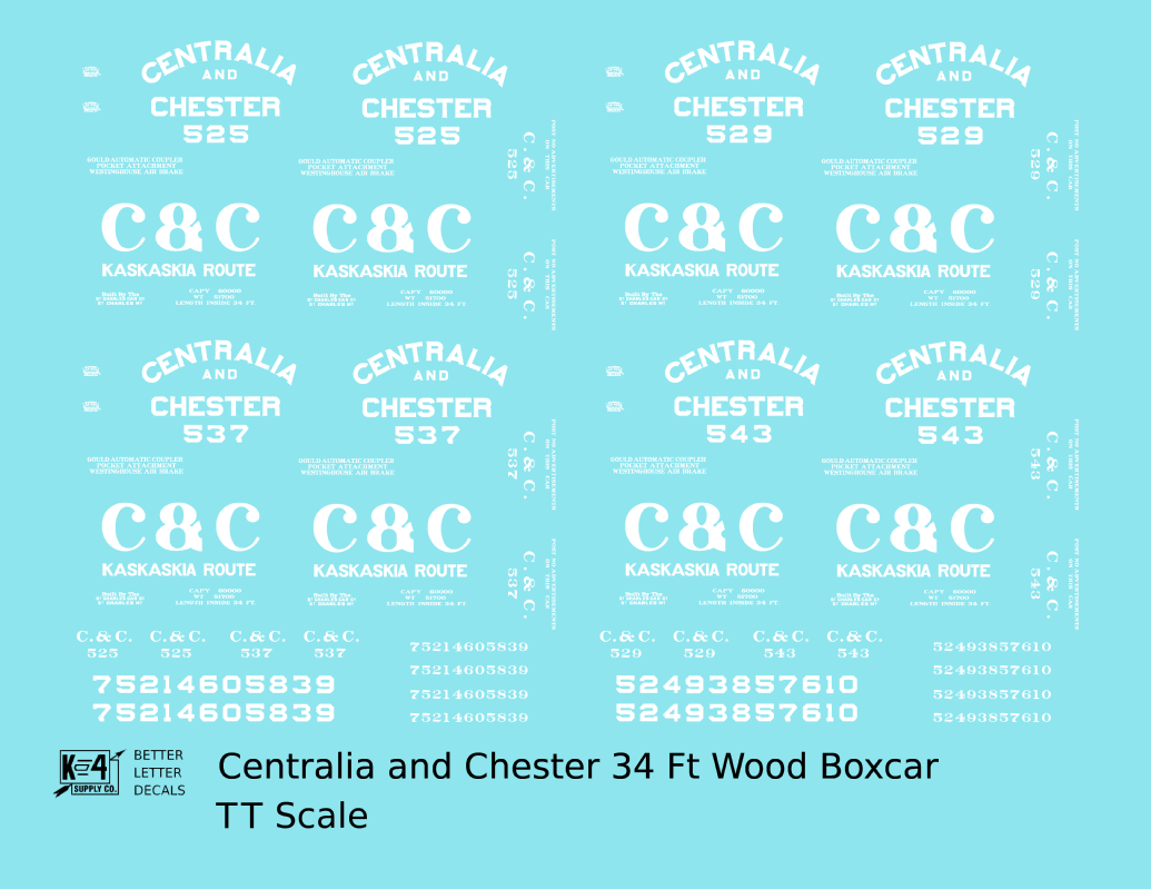 Centralia and Chester 34 Ft Wood Boxcar White