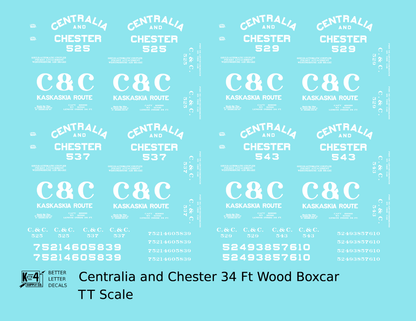 Centralia and Chester 34 Ft Wood Boxcar White