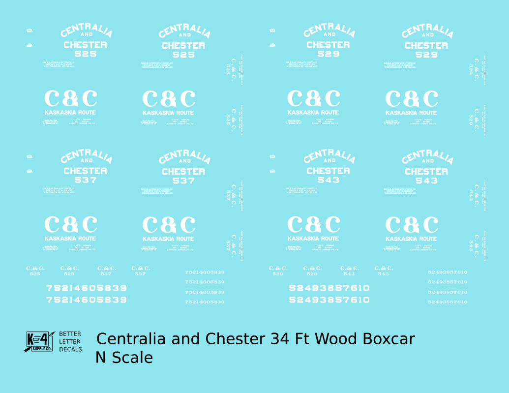 Centralia and Chester 34 Ft Wood Boxcar White