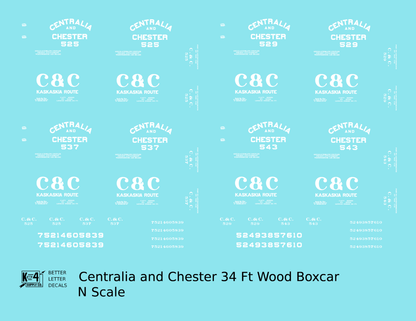 Centralia and Chester 34 Ft Wood Boxcar White