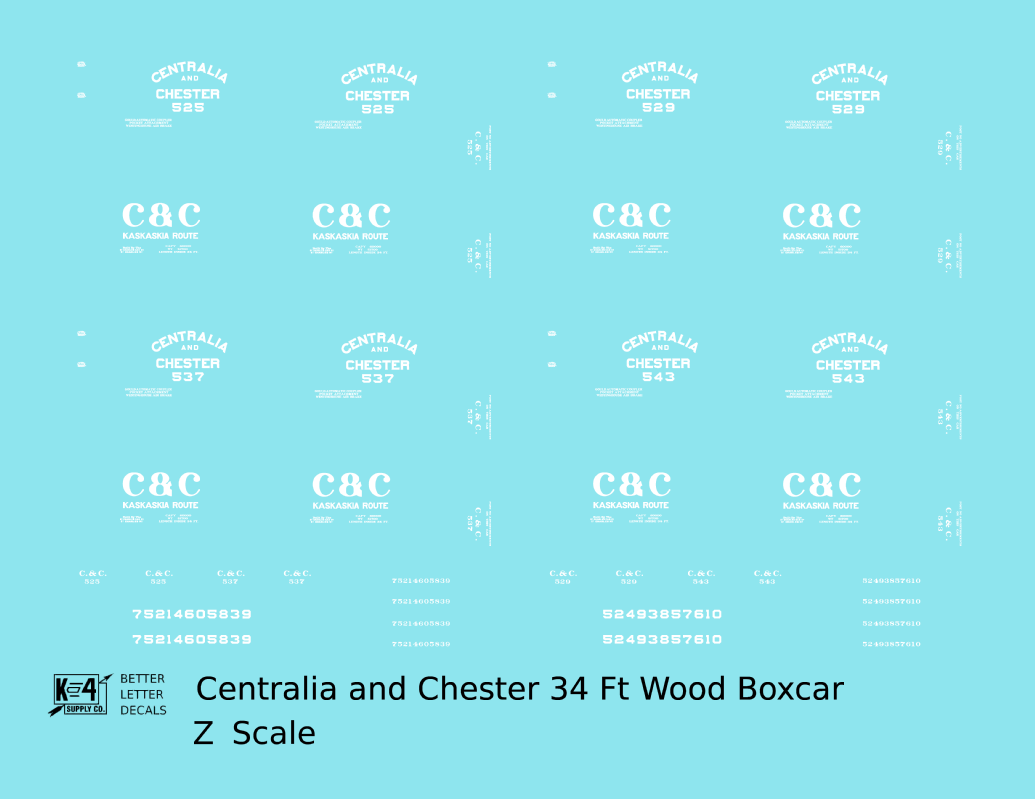 Centralia and Chester 34 Ft Wood Boxcar White