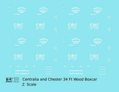 Centralia and Chester 34 Ft Wood Boxcar White