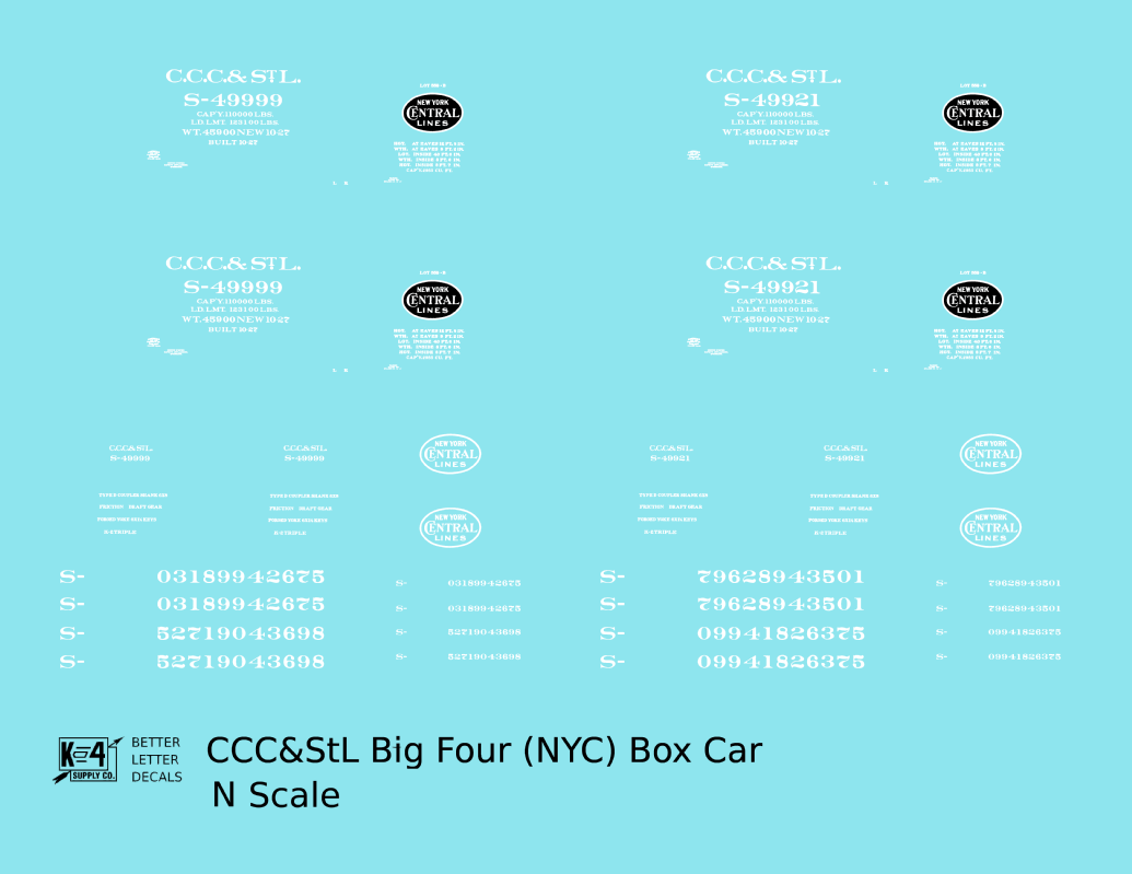 CCC&StL Big Four 40 Ft Boxcar White New York Central