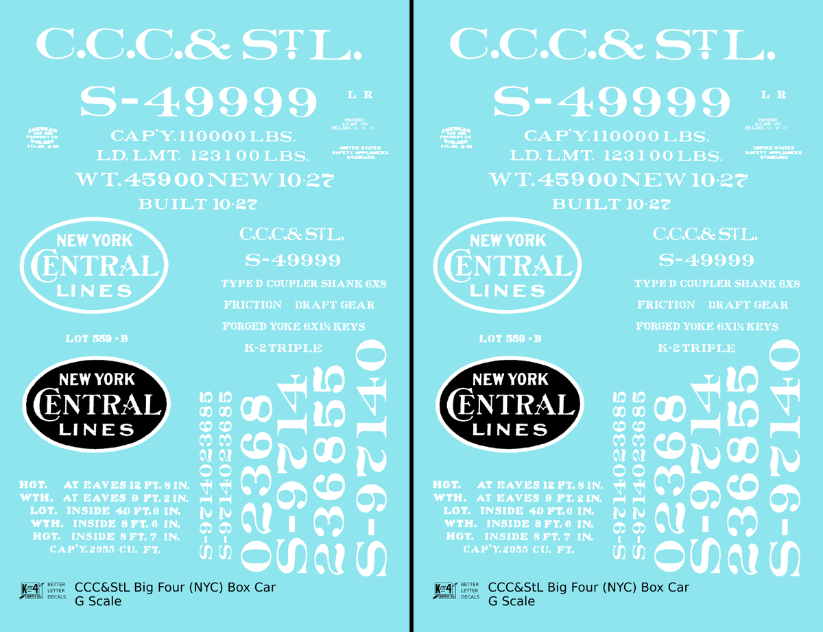 CCC&StL Big Four 40 Ft Boxcar White New York Central