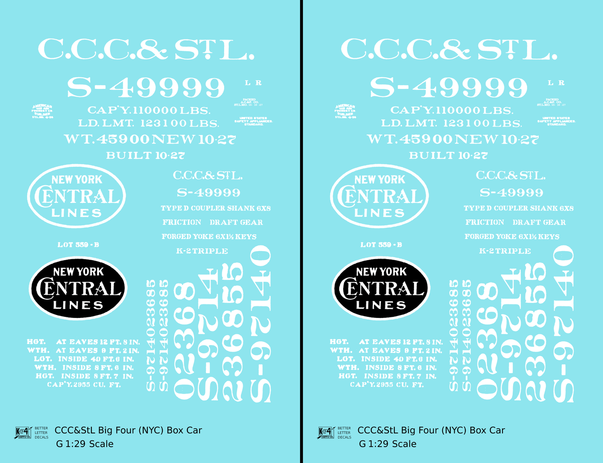 CCC&StL Big Four 40 Ft Boxcar White New York Central