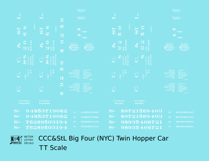 CCC&StL Big Four Twin Hopper Car White New York Central