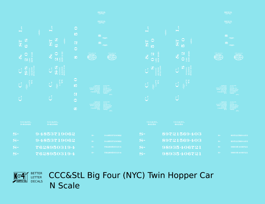 CCC&StL Big Four Twin Hopper Car White New York Central