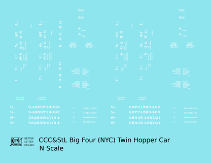 CCC&StL Big Four Twin Hopper Car White New York Central