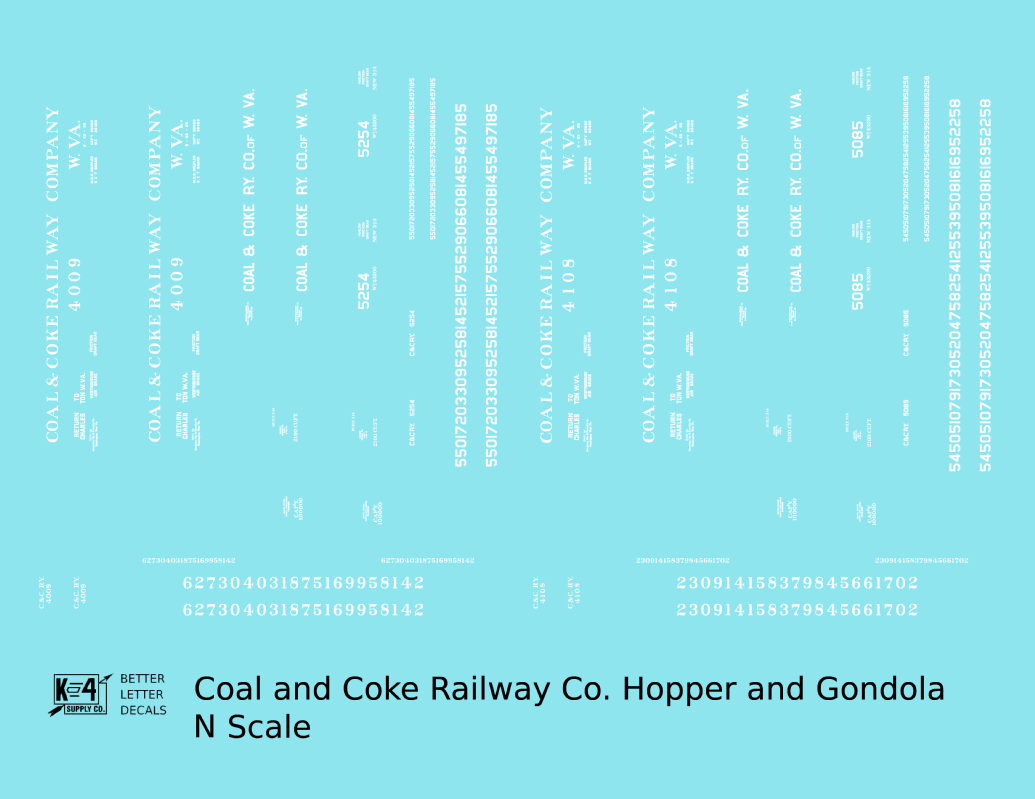 Coal and Coke Railway Of West Virginia Coal Gondola and Hopper Car White