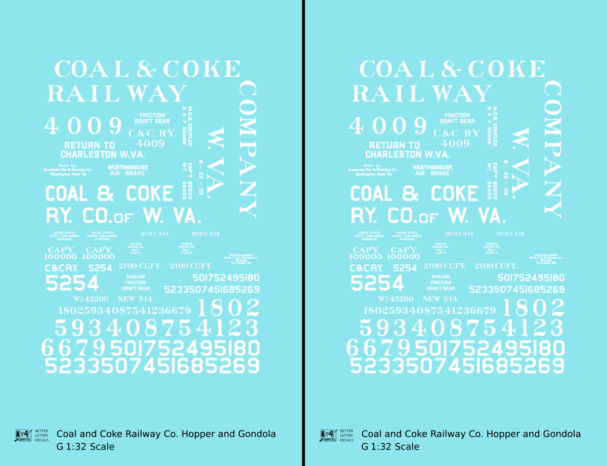 Coal and Coke Railway Of West Virginia Coal Gondola and Hopper Car White