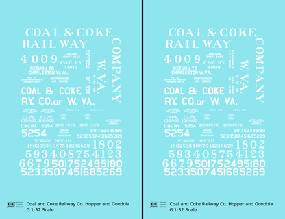 Coal and Coke Railway Of West Virginia Coal Gondola and Hopper Car White