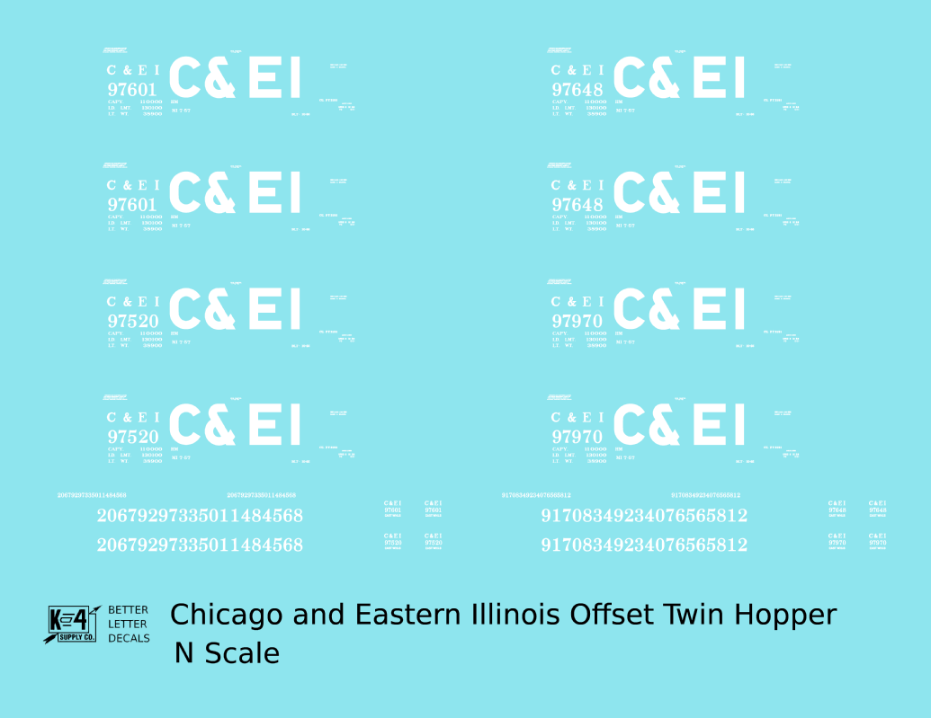 Chicago and Eastern Illinois Offset Twin Hopper White
