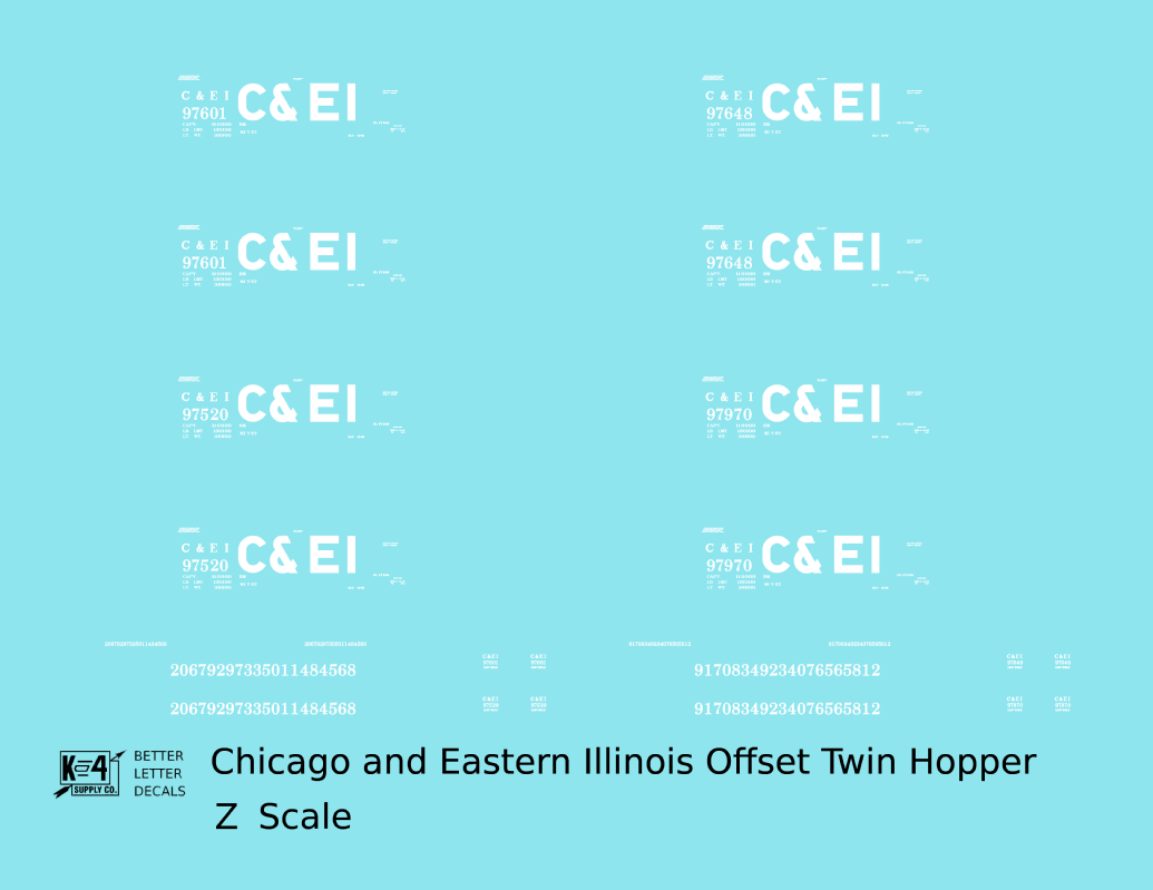 Chicago and Eastern Illinois Offset Twin Hopper White
