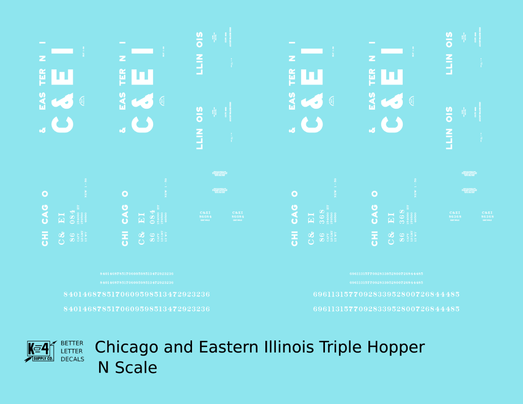 Chicago and Eastern Illinois Triple Hopper White