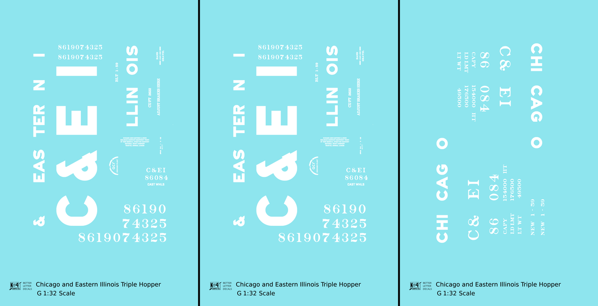 Chicago and Eastern Illinois Triple Hopper White