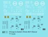 Chicago and Eastern Illinois 86 Ft Auto Parts Boxcar White Missouri Pacific Buzzsaw Herald - Decal - Choose Scale