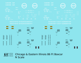 Chicago and Eastern Illinois 86 Ft Auto Parts Boxcar White Missouri Pacific Buzzsaw Herald - Decal - Choose Scale