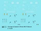 Chicago and Eastern Illinois 86 Ft Auto Parts Boxcar White Missouri Pacific Buzzsaw Herald - Decal - Choose Scale