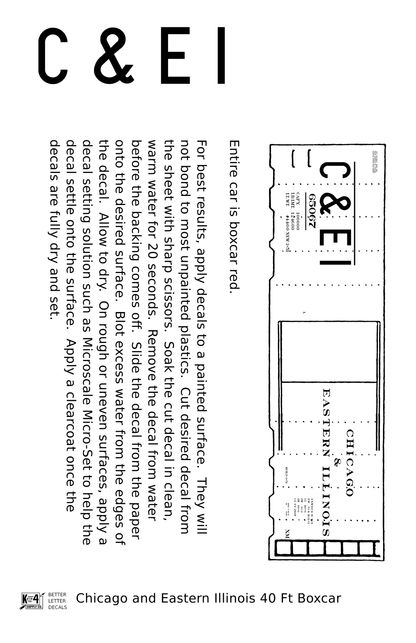 Chicago and Eastern Illinois C&EI Boxcar White Roman Font