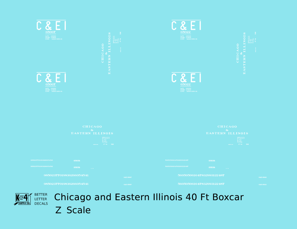 Chicago and Eastern Illinois C&EI Boxcar White Roman Font