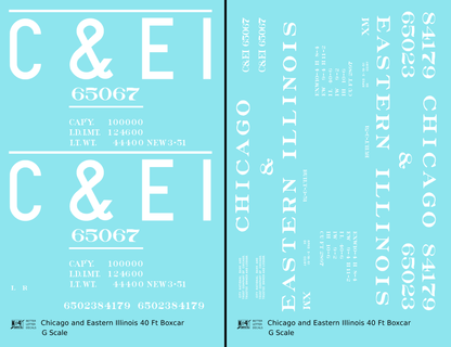 Chicago and Eastern Illinois C&EI Boxcar White Roman Font