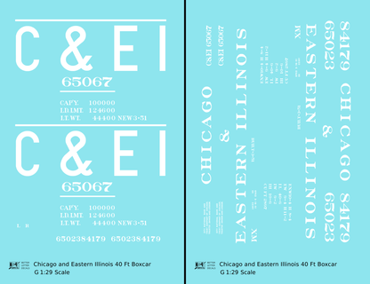 Chicago and Eastern Illinois C&EI Boxcar White Roman Font