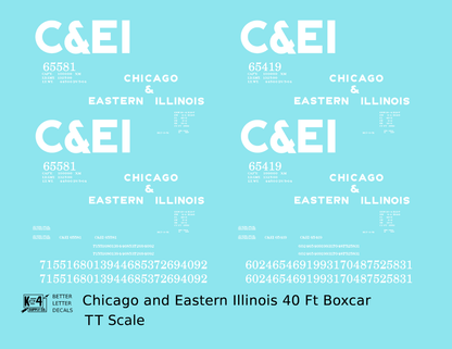 Chicago and Eastern Illinois C&EI Boxcar White Gothic Font