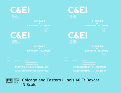 Chicago and Eastern Illinois C&EI Boxcar White Gothic Font