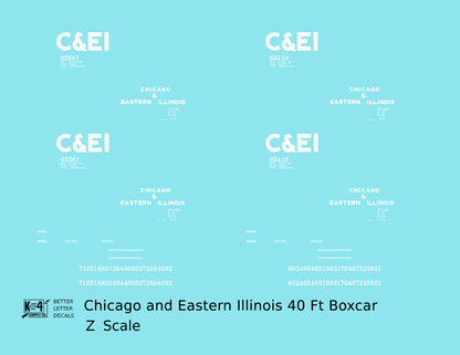 Chicago and Eastern Illinois C&EI Boxcar White Gothic Font