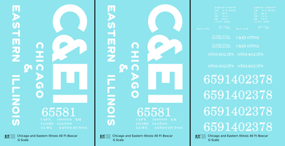 Chicago and Eastern Illinois C&EI Boxcar White Gothic Font