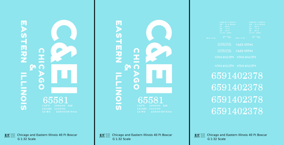 Chicago and Eastern Illinois C&EI Boxcar White Gothic Font