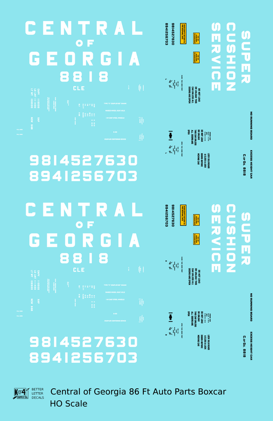 Central Of Georgia 86 Ft Auto Parts Boxcar White