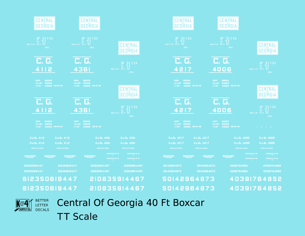 Central Of Georgia 40 Ft Boxcar White