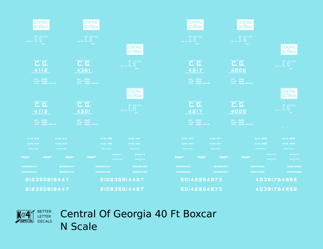 Central Of Georgia 40 Ft Boxcar White