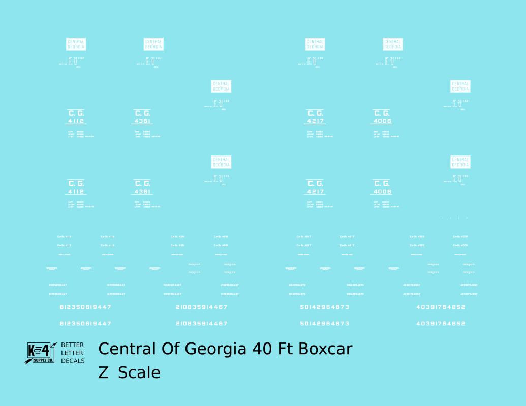 Central Of Georgia 40 Ft Boxcar White