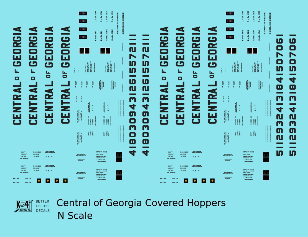 Central Of Georgia Covered Hopper Dark Gray Southern Block Letter