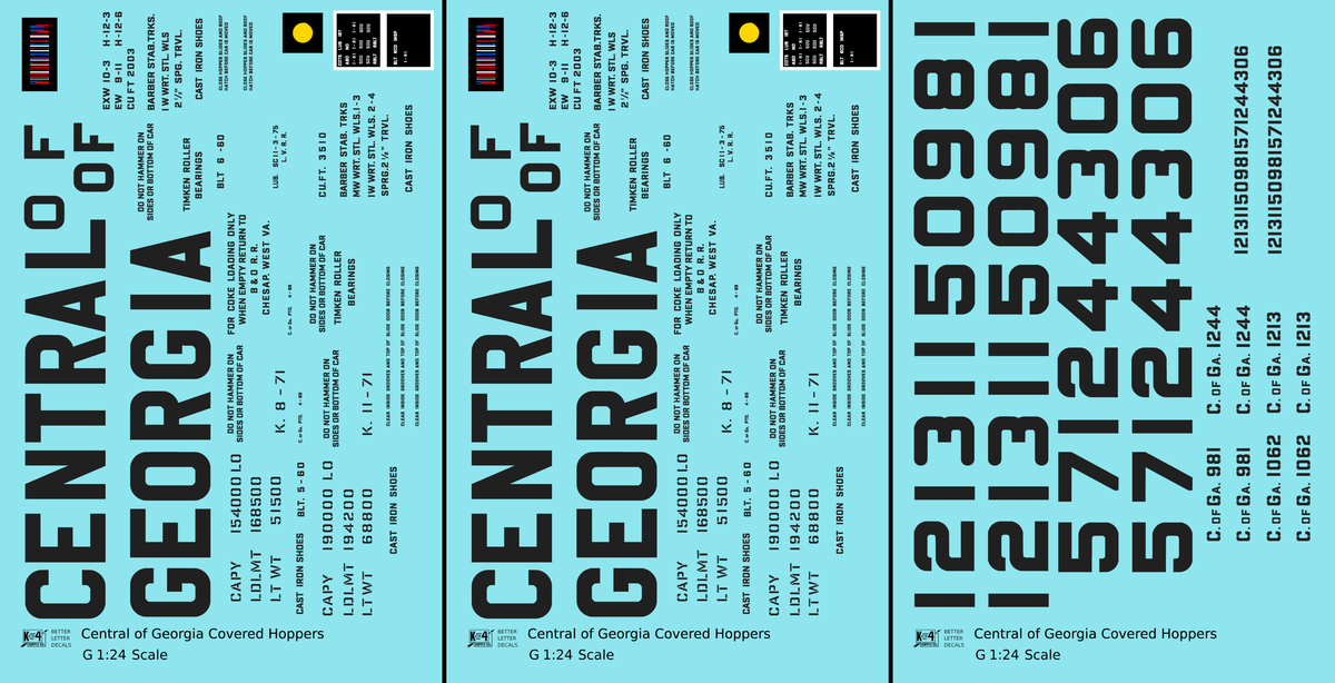 Central Of Georgia Covered Hopper Dark Gray Southern Block Letter