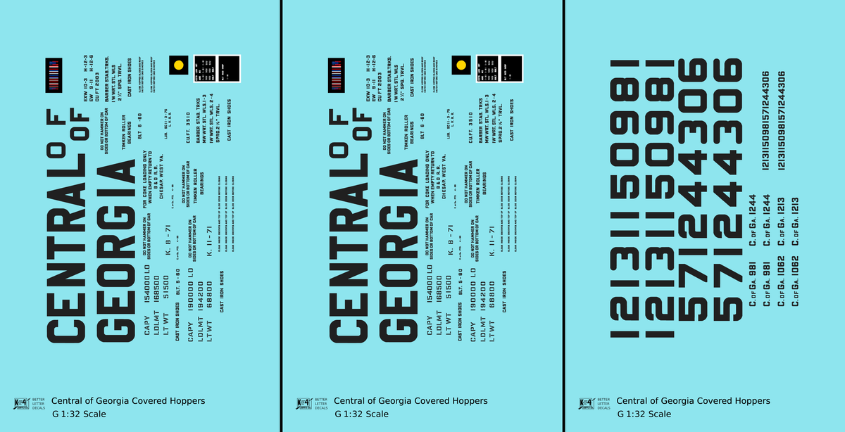 Central Of Georgia Covered Hopper Dark Gray Southern Block Letter