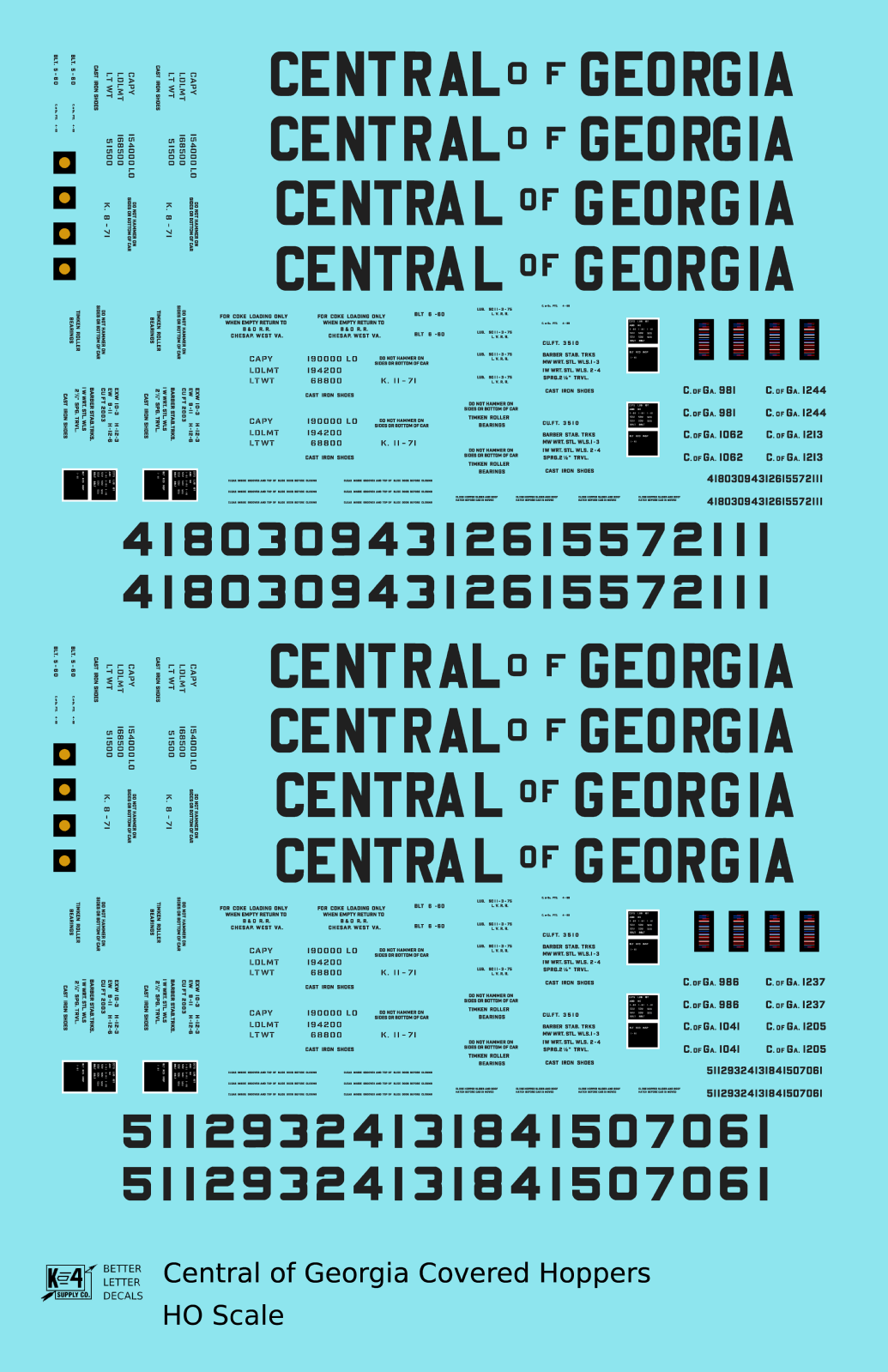 Central Of Georgia Covered Hopper Dark Gray Southern Block Letter