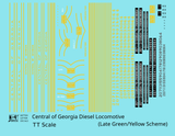 Central Of Georgia Diesel Locomotive Yellow Collard Scheme - Decal - Choose Scale