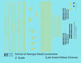 Central Of Georgia Diesel Locomotive Yellow Collard Scheme - Decal - Choose Scale