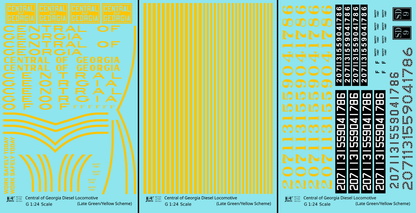 Central Of Georgia Diesel Locomotive Yellow Collard Scheme - Decal - Choose Scale