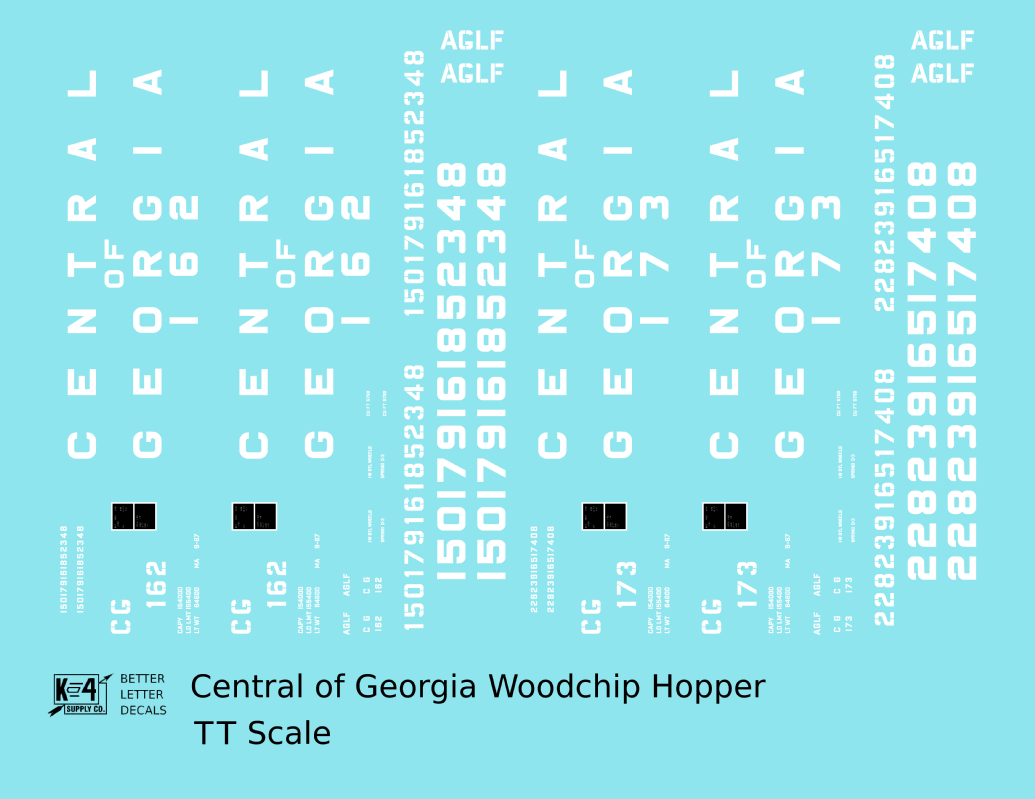 Central Of Georgia Wood Chip Hopper White Southern Block Letter - Decal - Choose Scale