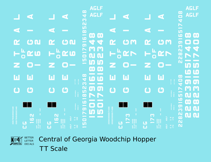 Central Of Georgia Wood Chip Hopper White Southern Block Letter - Decal - Choose Scale