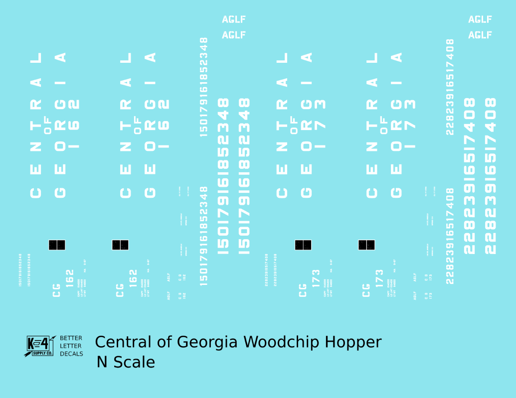 Central Of Georgia Wood Chip Hopper White Southern Block Letter - Decal - Choose Scale