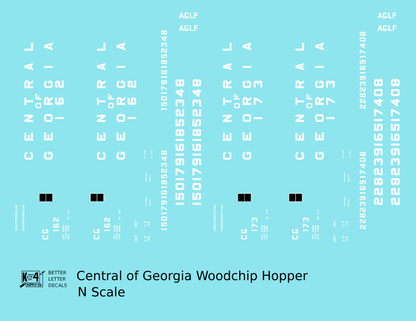 Central Of Georgia Wood Chip Hopper White Southern Block Letter - Decal - Choose Scale