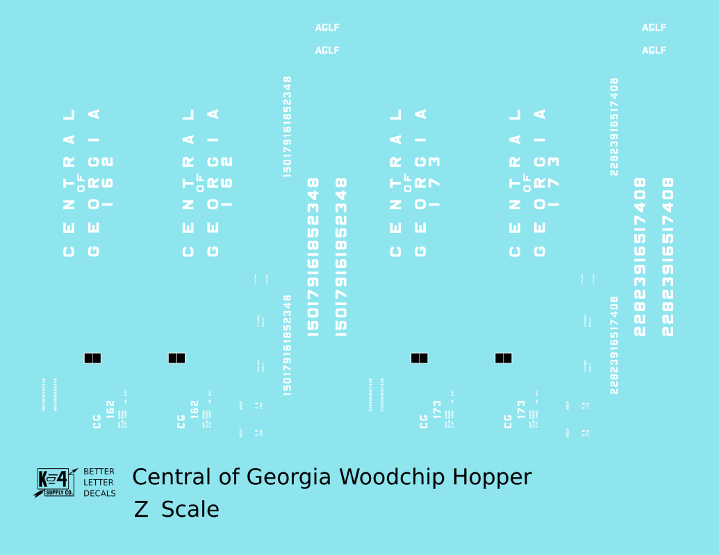 Central Of Georgia Wood Chip Hopper White Southern Block Letter - Decal - Choose Scale