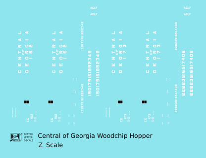 Central Of Georgia Wood Chip Hopper White Southern Block Letter - Decal - Choose Scale