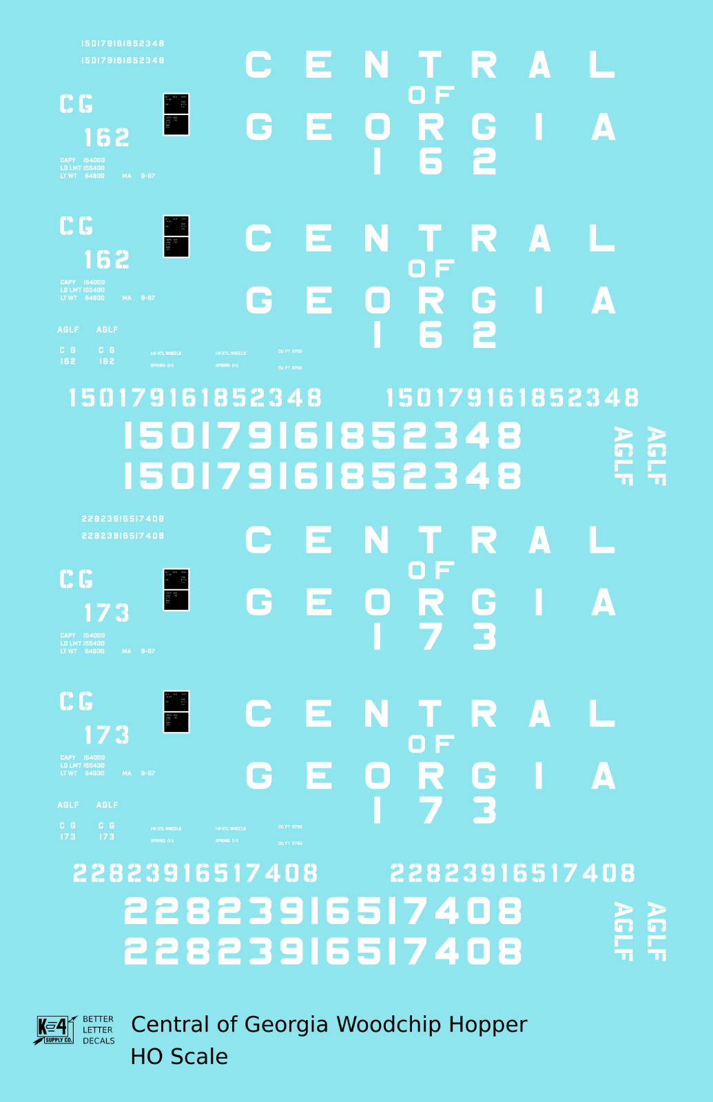 Central Of Georgia Wood Chip Hopper White Southern Block Letter - Decal - Choose Scale